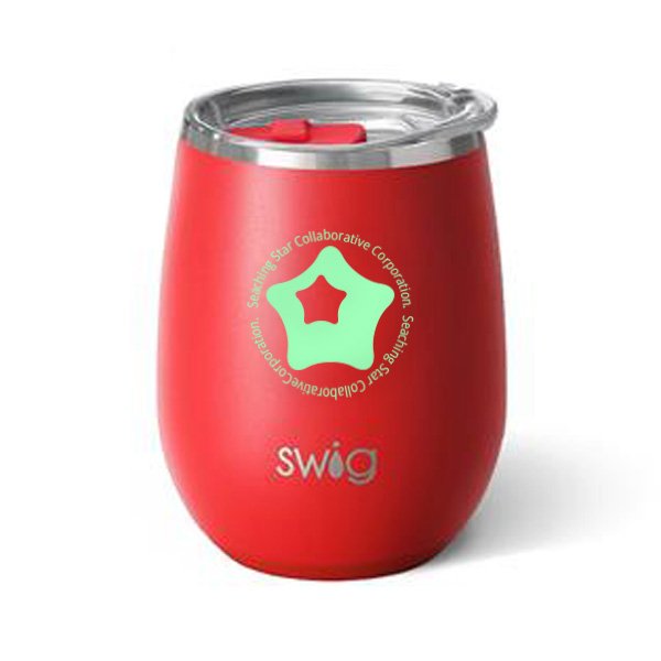14 Oz. Swig Matte Stemless Wine Cup - Matte Red  Imprinted with Logo (Q460522)