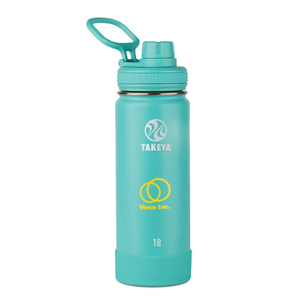 18 Oz. Takeya Actives Spout Lid Bottle - Teal  Imprinted with Logo (Q461622)
