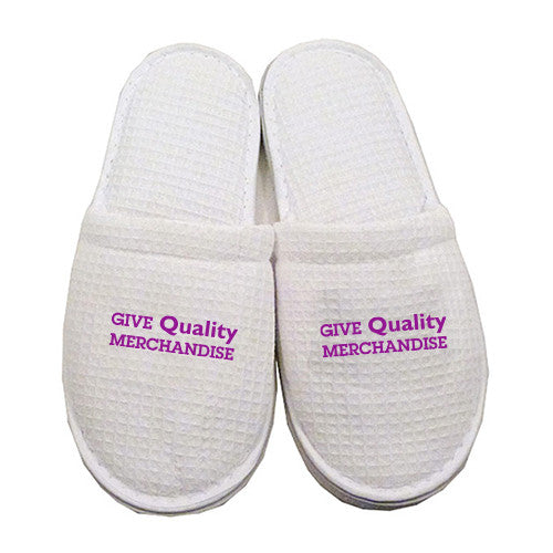 Waffle Cotton Slippers  Imprinted with Logo (Q475411)