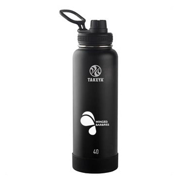 40 Oz. Takeya Actives Spout Lid Bottle - Onyx  Imprinted with Logo (Q481622)