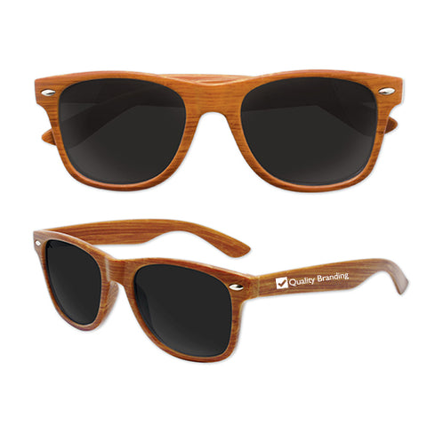 Dark Faux Wood Plastic Sunglasses - Uv - Sunglasses with Logo - Q482511 QI