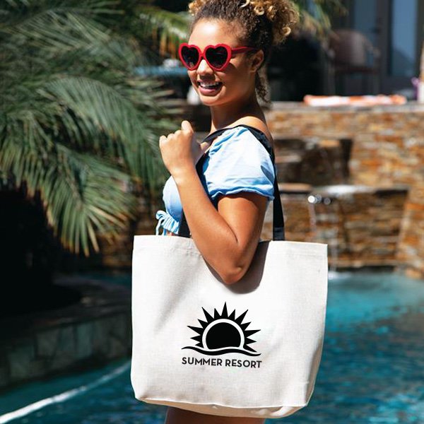 Burlap Beach Bag  Imprinted with Logo (Q483211)