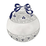 Silver Holiday Ball Ornament with Blue Accents (Q490211)