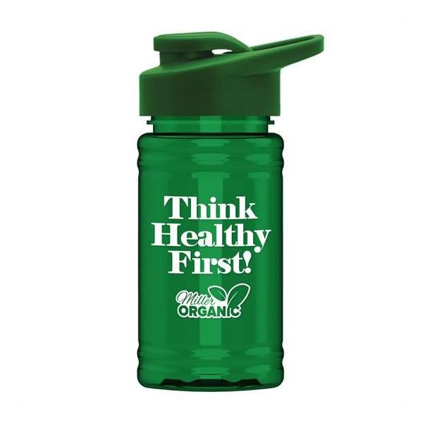 16 Oz. UpCycle - Mini RPet Bottle - Drink Thru Lid  Imprinted with Logo (Q492722)