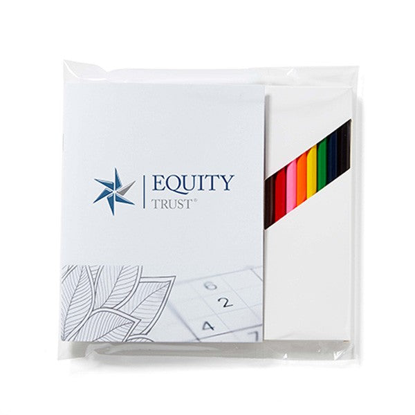 Deluxe Adult Activity Journal Book & Colored Pencils  Imprinted with Logo (Q499422)