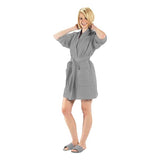 Thigh Length Waffle Weave Kimono Colored Robe (Q504211)