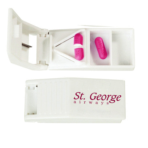 Pill Box and Cutters with Two Compartments  Imprinted with Logo (Q505411)
