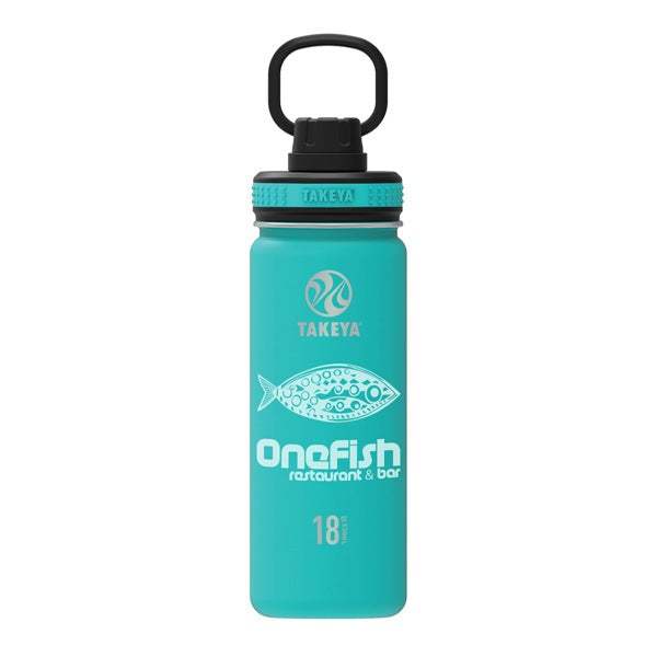 18 Oz. Takeya Water Bottle - Ocean Blue  Imprinted with Logo (Q511622)