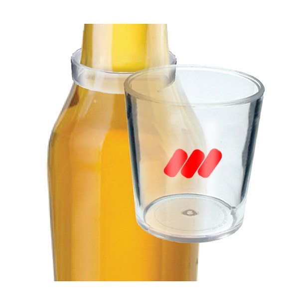 2 Oz. Plastic Bottle Neck Shot Glass  Imprinted with Logo (Q512522)