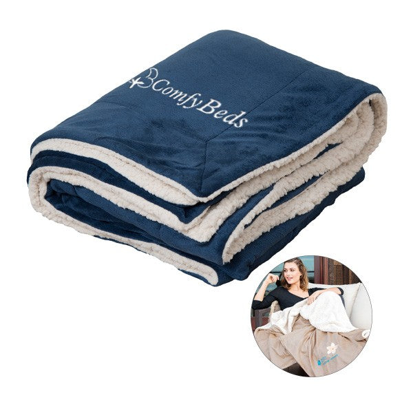 Oversized Micro Mink Sherpa Throw Blanket (Q521011)