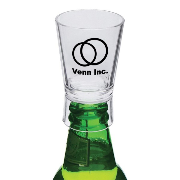 1.25 Oz. Plastic Bottle Top Shot Glass  Imprinted with Logo (Q522522)