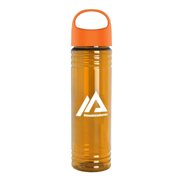 24 Oz. Slim Fit Transparent Bottle - Oval Crest Lid  Imprinted with Logo (Q523722)