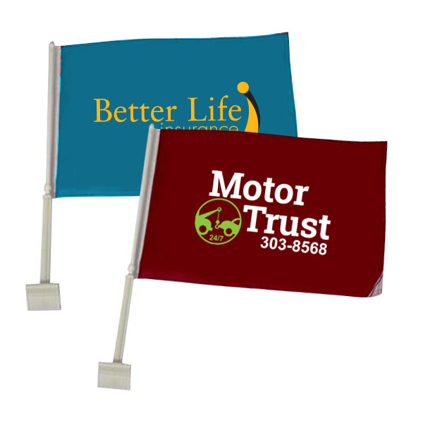 75D 3 ply Upgraded Basic Pole Basic Car Flags  Imprinted with Logo (Q525511)
