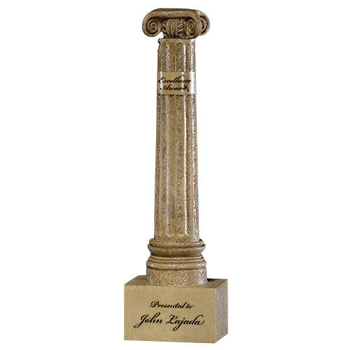 Sand Colored Cast Resin Column Awards  Imprinted with Logo (Q526776)