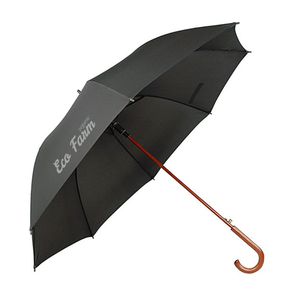 The 60 Inch Auto Open Wood Shaft Hook Handle Umbrella  Imprinted with Logo (Q527422)