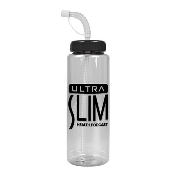 32 Oz. Guzzler Trans. Color Bottle - Straw Lid  Imprinted with Logo (Q532722)