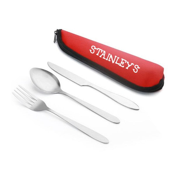Stainless Steel Cutlery Set With Bag  Imprinted with Logo (Q538011)