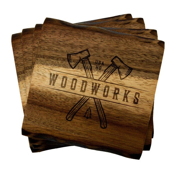 4 Piece Acacia Wood Coaster Set (Q539622)