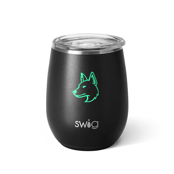 14 Oz. Swig Matte Stemless Wine Cup - Matte Black  Imprinted with Logo (Q550522)