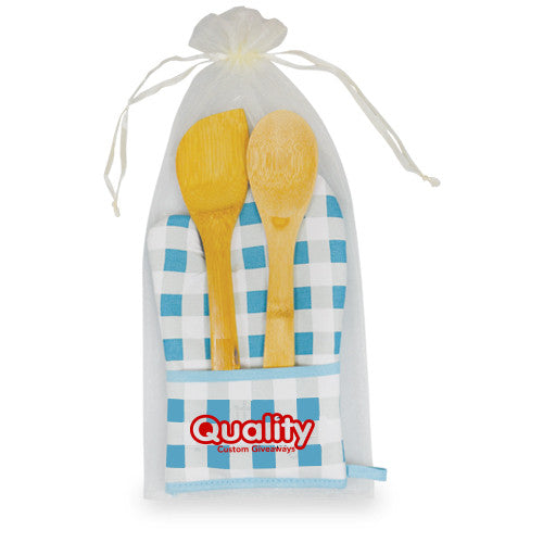 Chef's Pocket Oven Mitt Bamboo Combo Set  Imprinted with Logo (Q560411)