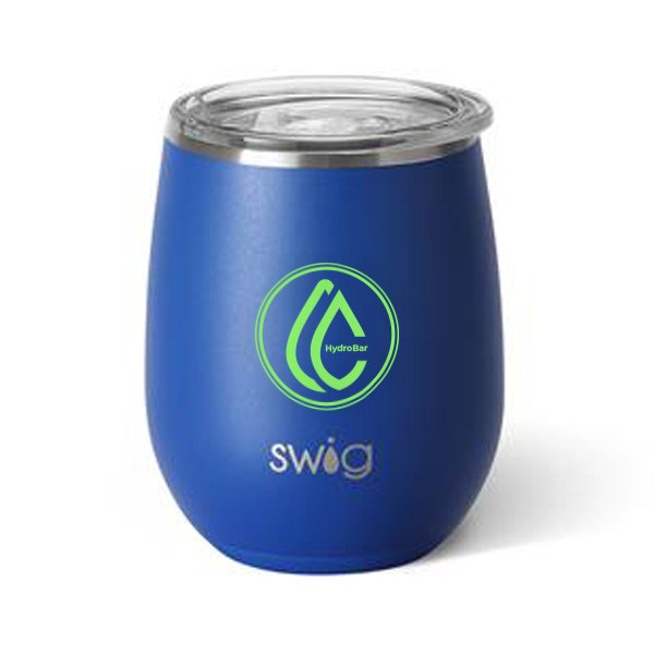14 Oz. Swig Matte Stemless Wine Cup - Matte Royal  Imprinted with Logo (Q560522)