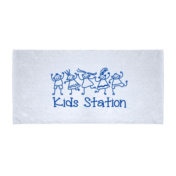 Velour Beach White Towel  Imprinted with Logo (Q564211)