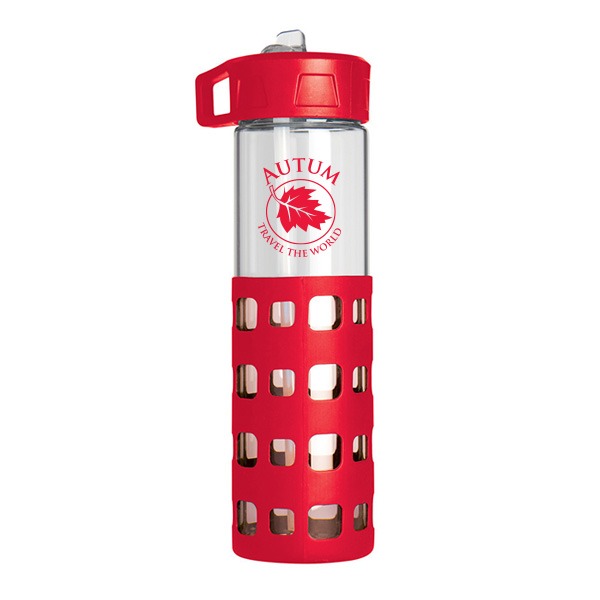 SIP-N-GO Glass Water Bottle (20 oz)  Imprinted with Logo (Q570565)