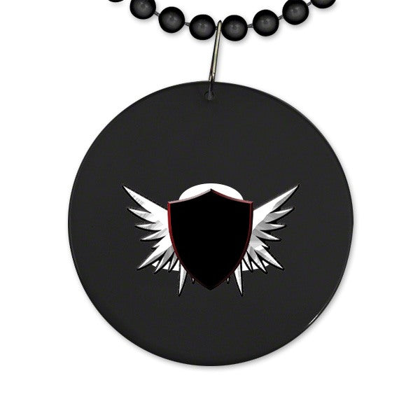 Black Medallion With Beaded Necklace  Imprinted with Logo (Q576011)