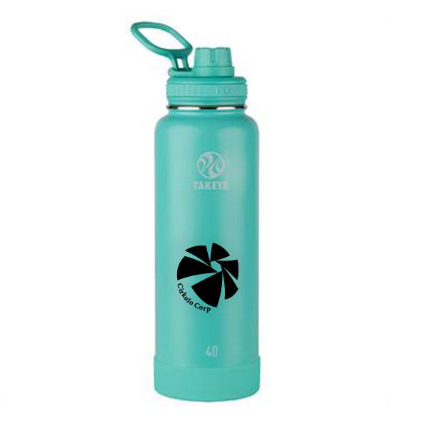40 Oz. Takeya Actives Spout Lid Bottle - Teal  Imprinted with Logo (Q581622)