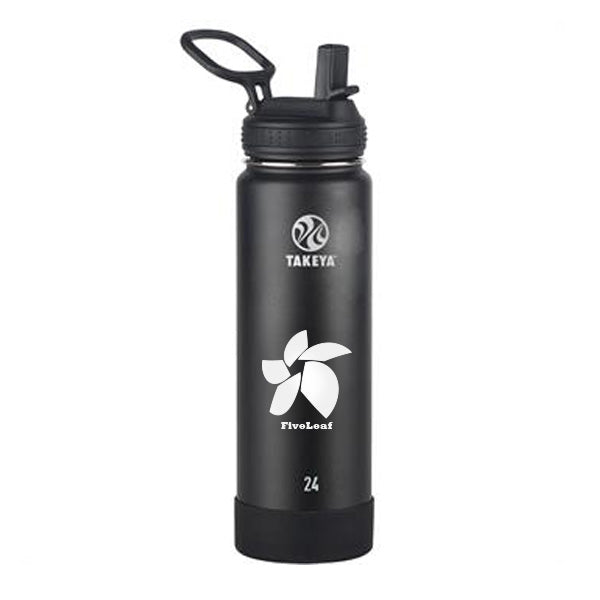 24 Oz. Takeya Actives Straw Lid Bottle - Onyx  Imprinted with Logo (Q591622)