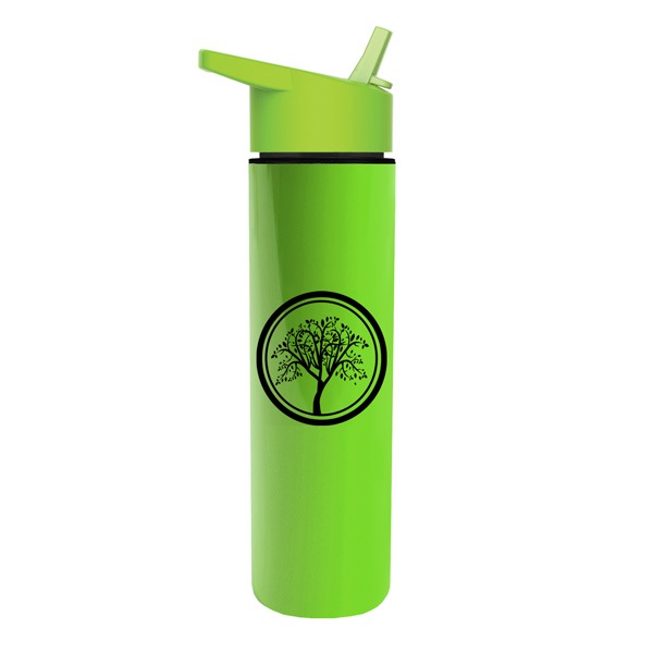 16 Oz. Slim Travel Tumbler Insulated - Flip Straw Lid  Imprinted with Logo (Q602722)