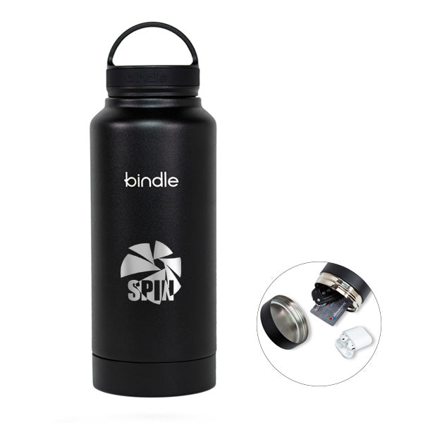 24 Oz. Bindle Bottle - Black  Imprinted with Logo (Q607522)
