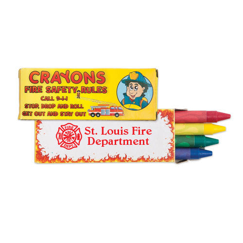 4 Pack Fire Safety Wax Crayons  Imprinted with Logo (Q618411)