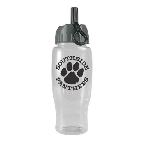 27 Oz. Poly-Pure Transparent Bottle - Flip Straw Lid  Imprinted with Logo (Q622722)