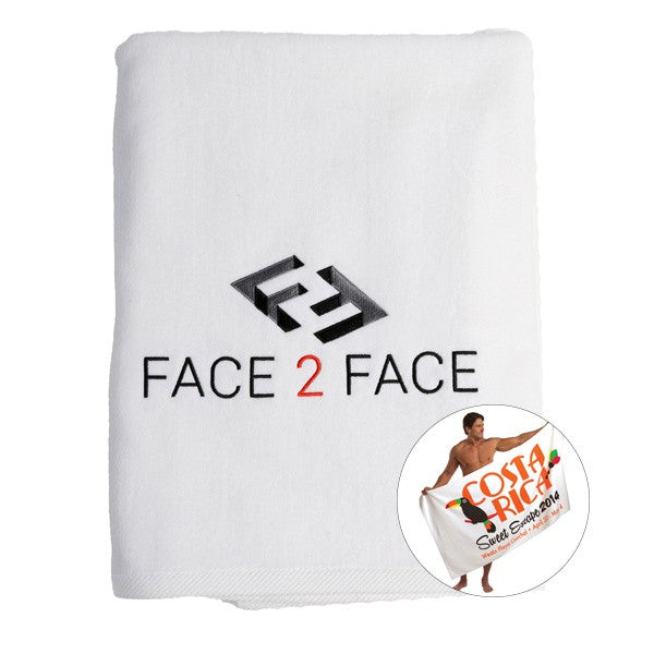 35 x 70 20 Lbs. Embroidered Velour Dobby Hem Towel  Imprinted with Logo (Q626211)