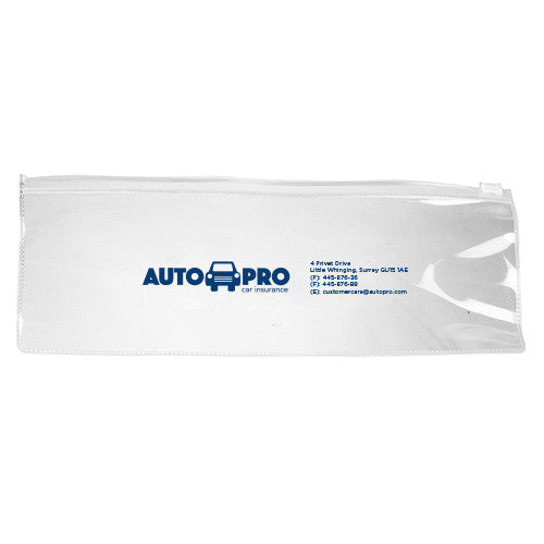 White Vinyl Pouches  Imprinted with Logo (Q628411)