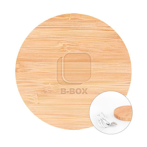 15W Temora Bamboo Wireless Charging Pad  Imprinted with Logo (Q634622)