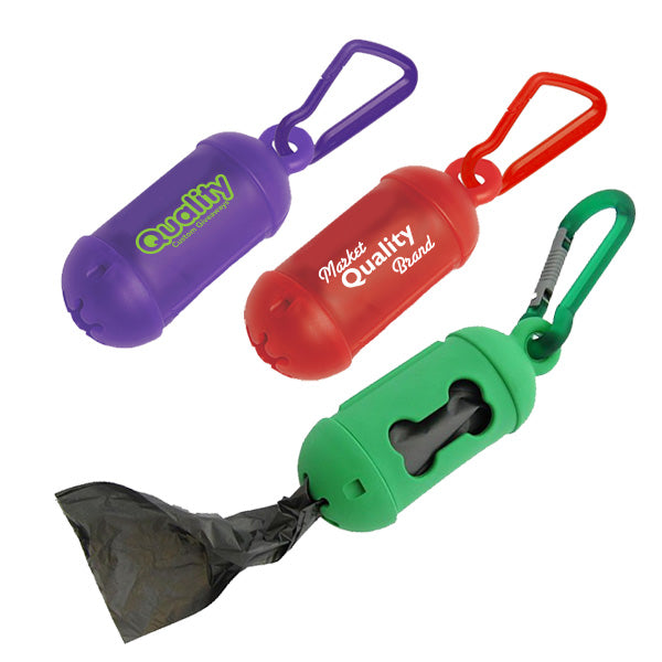 Bag Dispenser with Carabiners  Imprinted with Logo (Q647511)