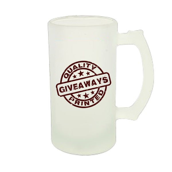 16 Oz. Glass Beer Steins Frosted Exterior  Imprinted with Logo (Q648711)