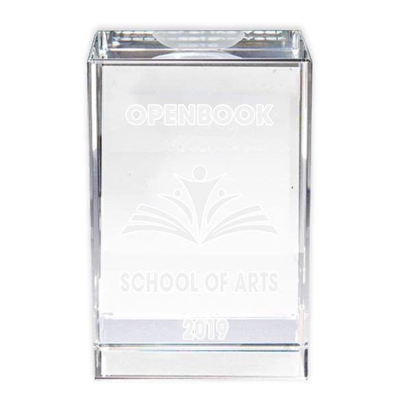 3D Crystal Block Large Awards  Imprinted with Logo (Q648811)