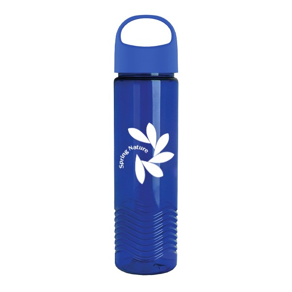 24 Oz. Wave Transparent Bottle - Oval Crest Lid  Imprinted with Logo (Q663722)