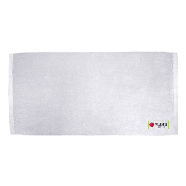 Presidential Plush Velour White Beach Towel  Imprinted with Logo (Q664211)