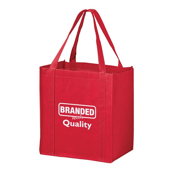 Recession Buster Non-Woven Grocery Tote Bags 12 X 13  Imprinted with Logo (Q684811)