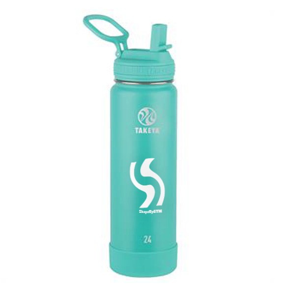 24 Oz. Takeya Actives Straw Lid Bottle - Teal  Imprinted with Logo (Q691622)