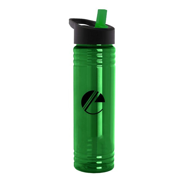 24 Oz. Slim Fit UpCycle RPET Bottles - Flip Straw Lid  Imprinted with Logo (Q691722)