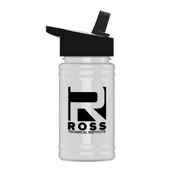 16 Oz. UpCycle - Mini RPet Bottle - Flip Straw Lid  Imprinted with Logo (Q692722)