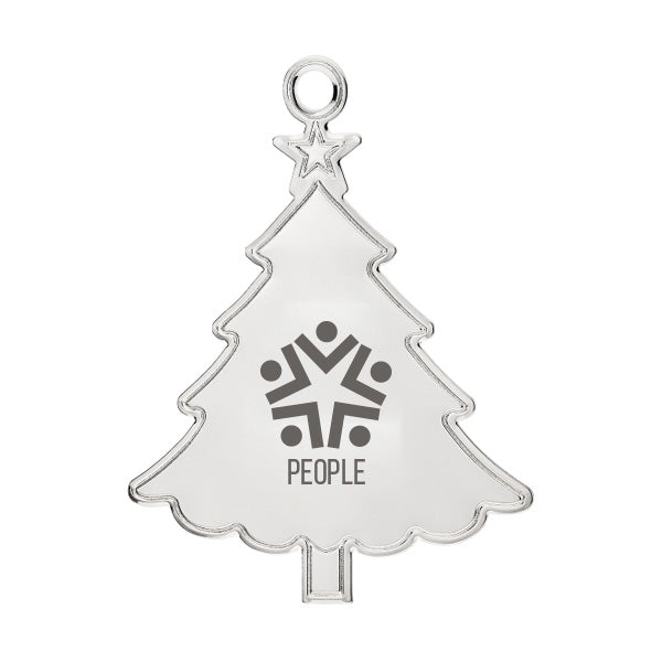 Silver tree shaped ornament  Imprinted with Logo (Q700211)