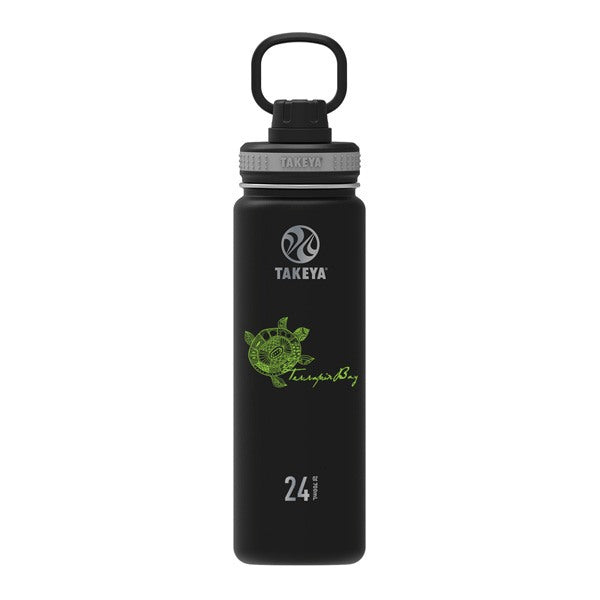 24 Oz. Takeya Water Bottle - Black  Imprinted with Logo (Q711622)