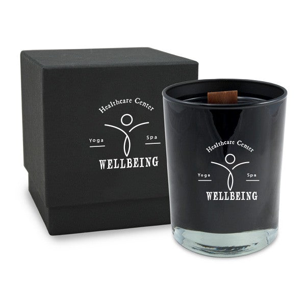 14 Oz. Black Glossy Tumbler Candle With LUX Box  Imprinted with Logo (Q731211)