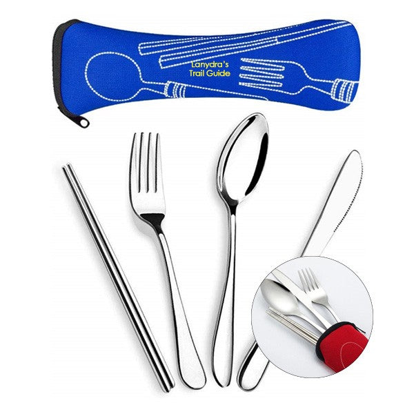 4 Pieces Set Cutlery With Neoprene Case  Imprinted with Logo (Q738011)